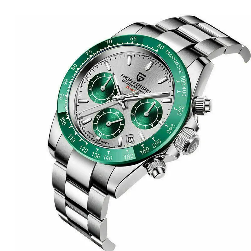 Pagani Design Daytona Green Grey Men's Watch - PD-1644